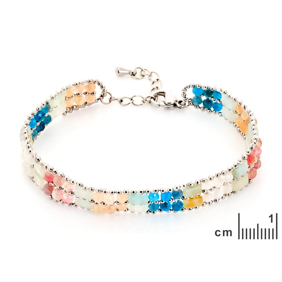 Bracelet pierres irrégulières multicolores 3 mm en acier inoxydable – vue 2