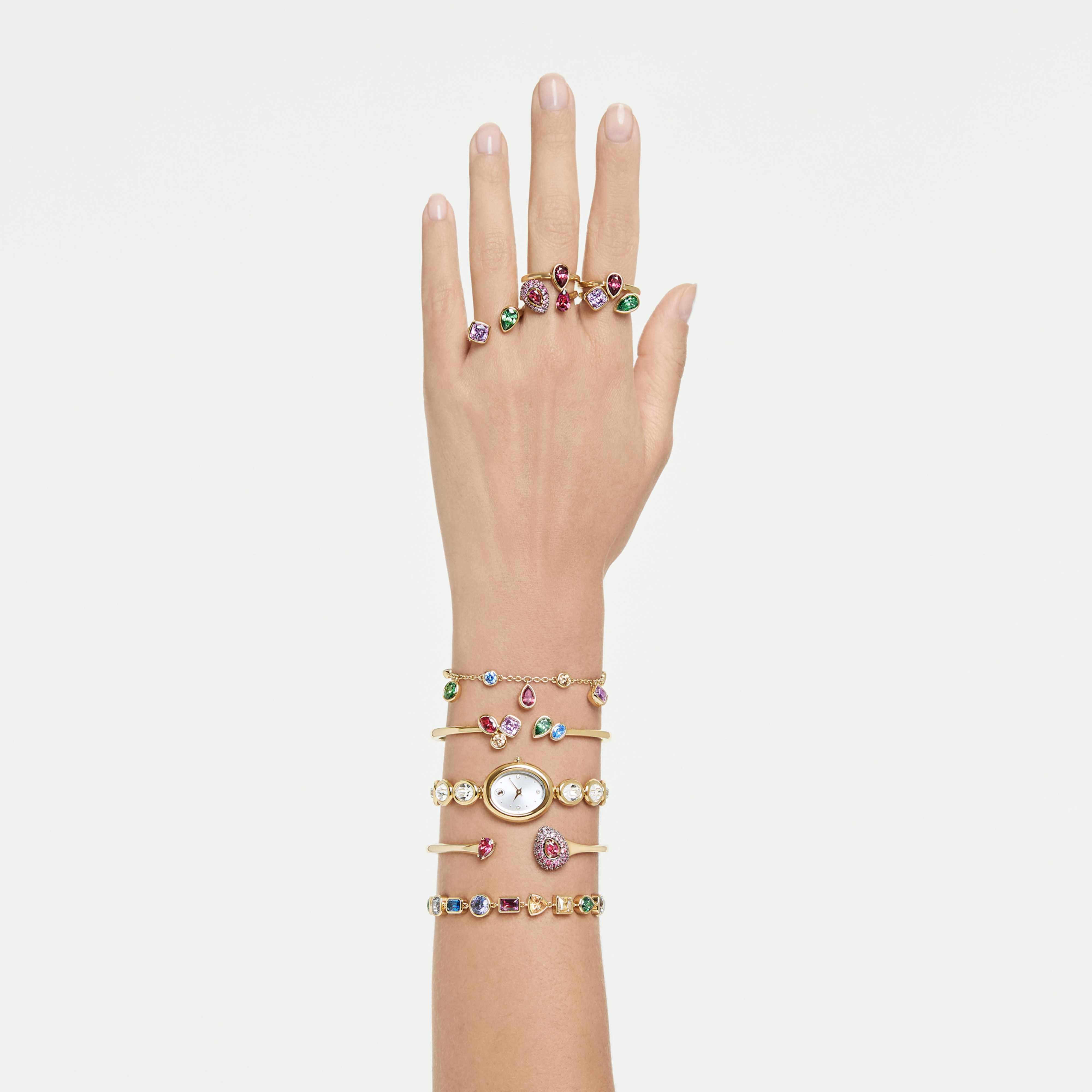 स्वारोवस्की ब्रेसलेट - इम्बर ऑर्गेनिक - पुतले पर बहुरंगा और सोना