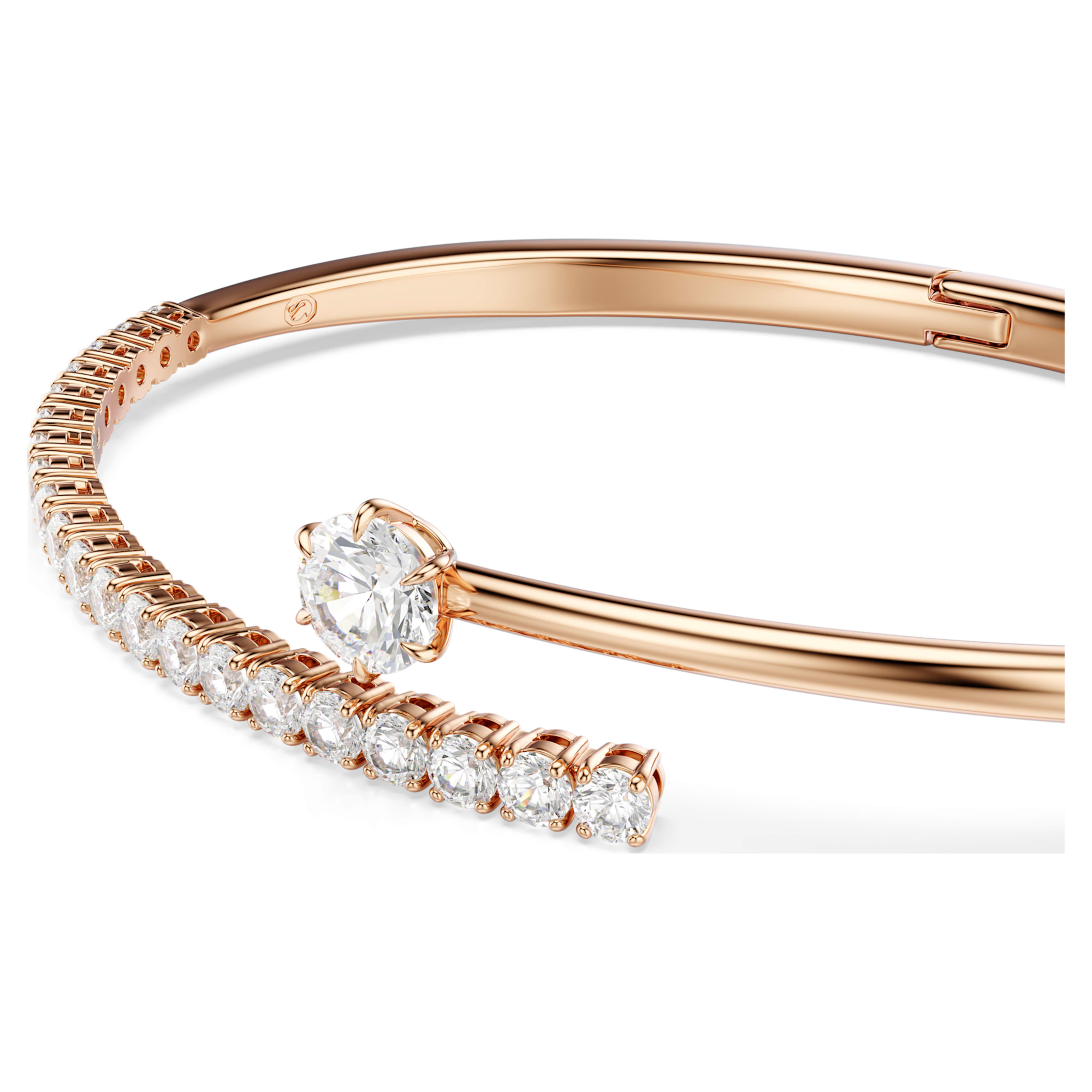 Bracelet Jonc Swarovski - Matrix Crash - Ouvert - Blanc & Doré Rosé (M) vue 5