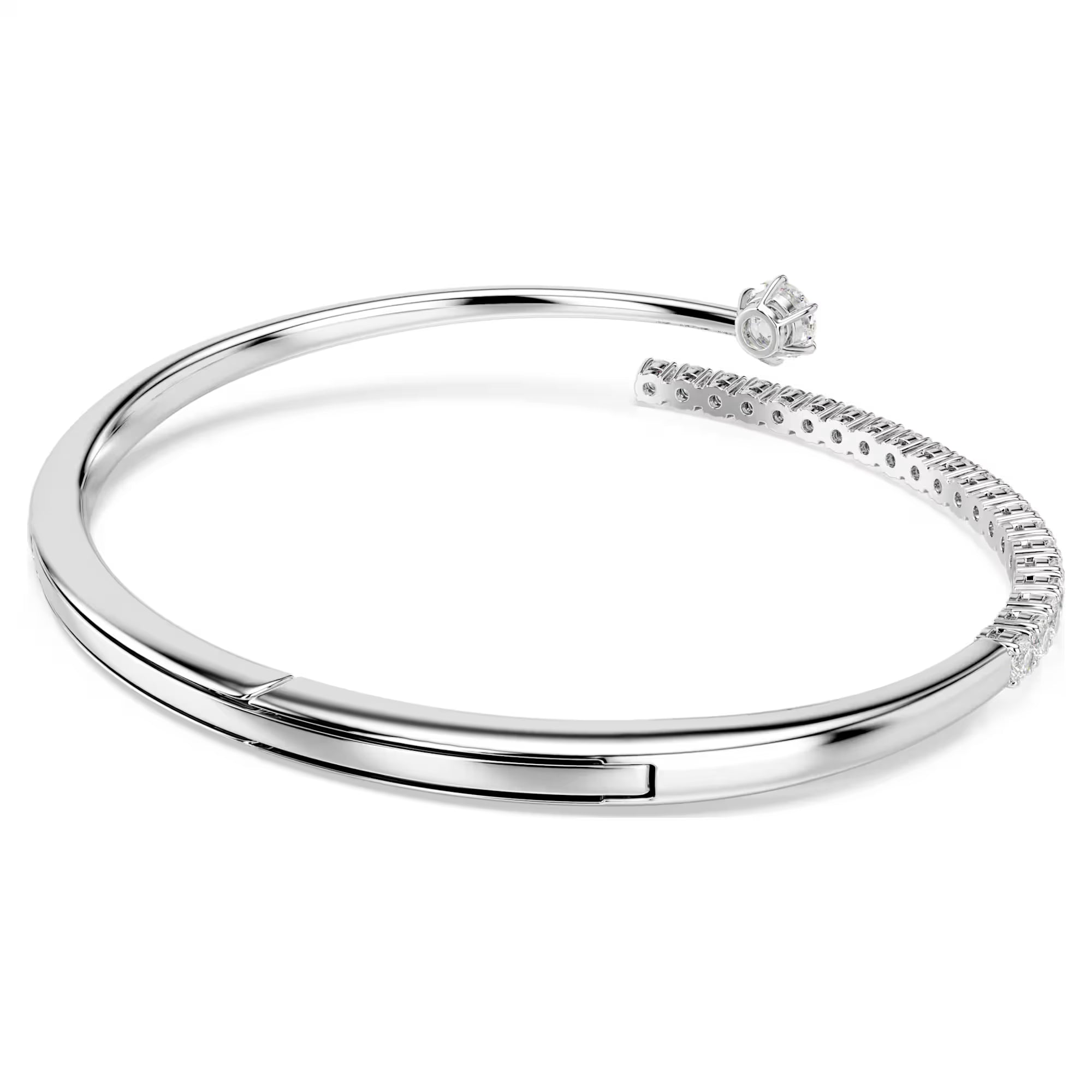 Náramek Swarovski Bangle - Matrix Crash - Open - White & Silver (M)
