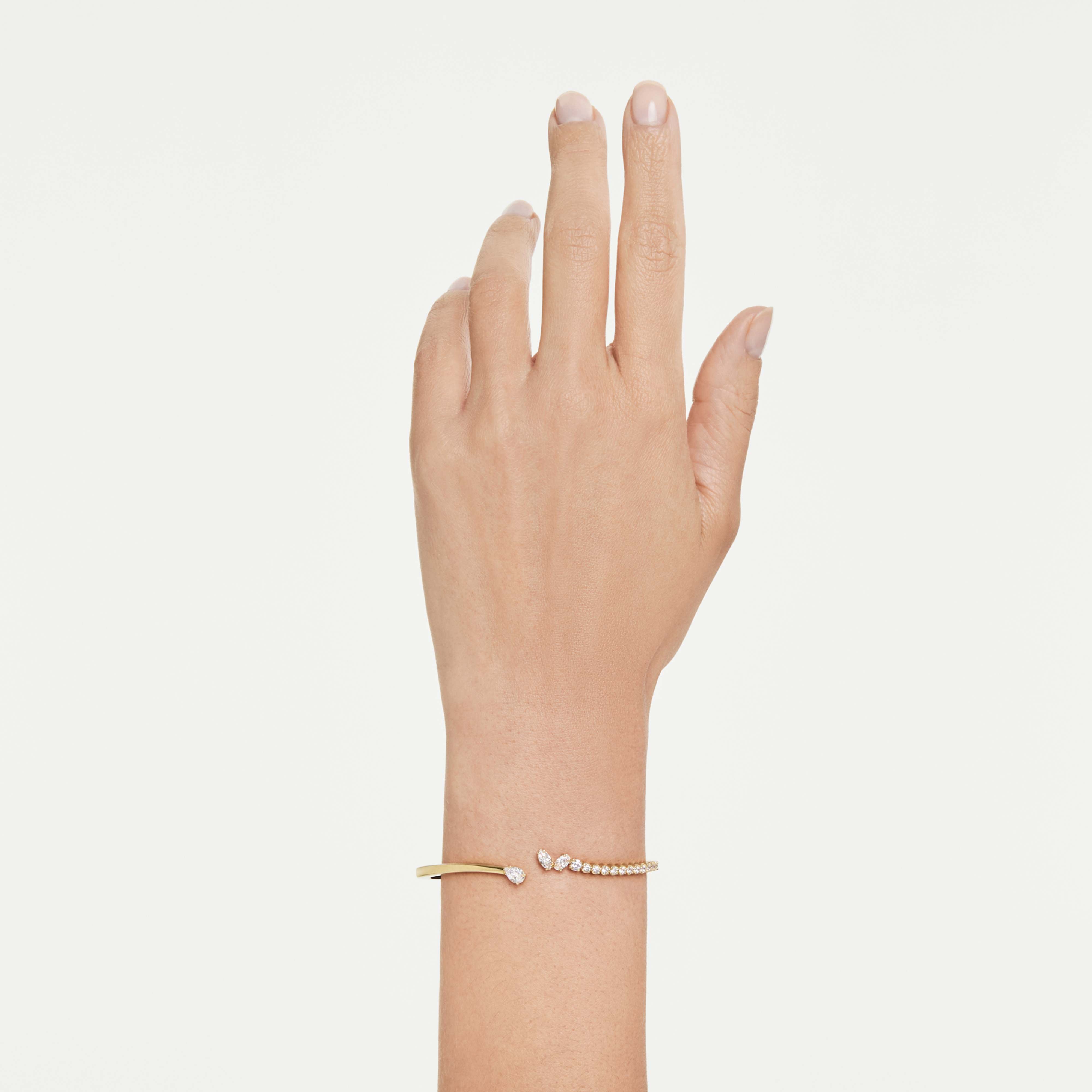 Bracelet Jonc Swarovski - Mesmera Attract - Ouvert - Blanc & Doré (M) vue 3