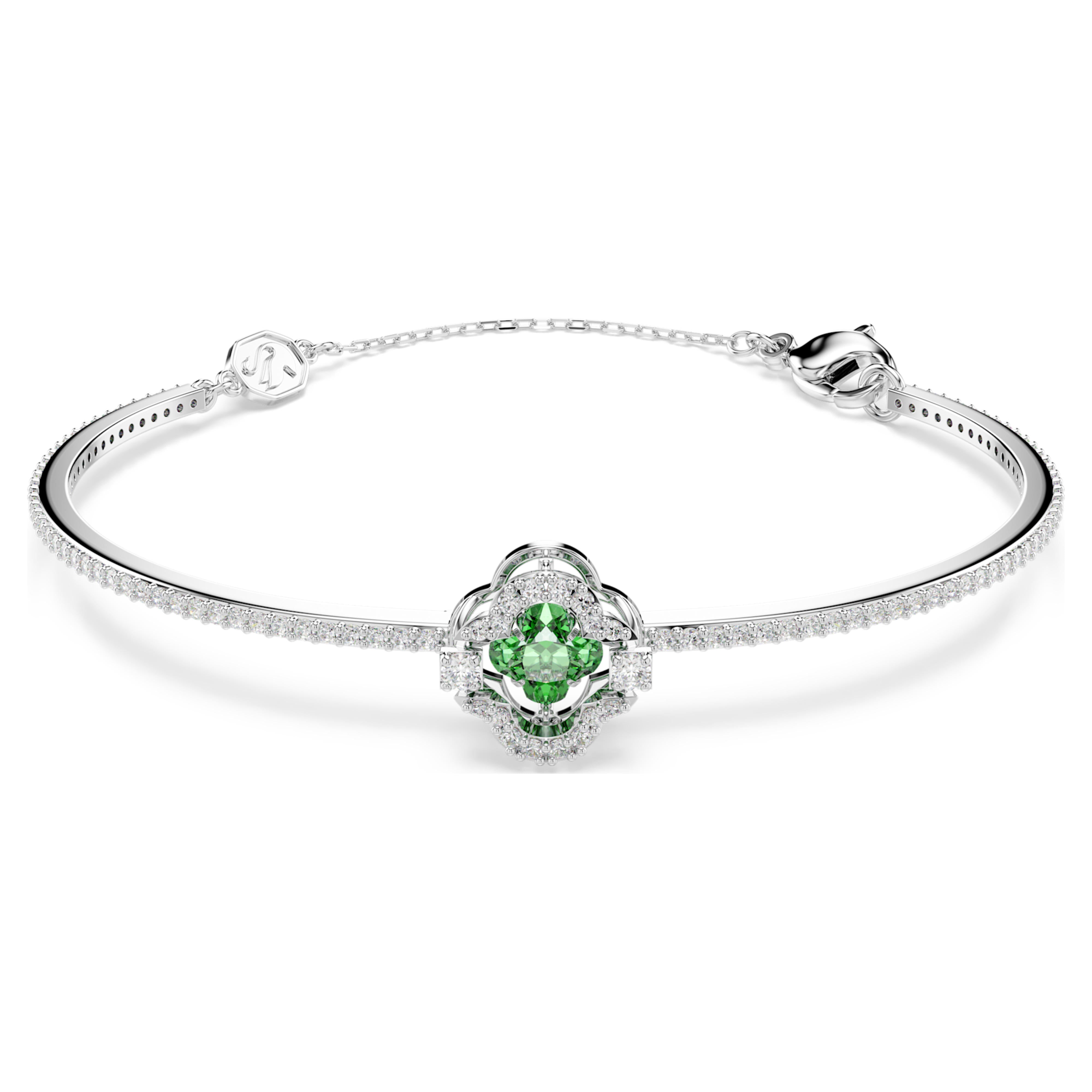 Bracelet Jonc Swarovski - Una Sparkling Dance - Trèfle - Vert & Argenté (M)