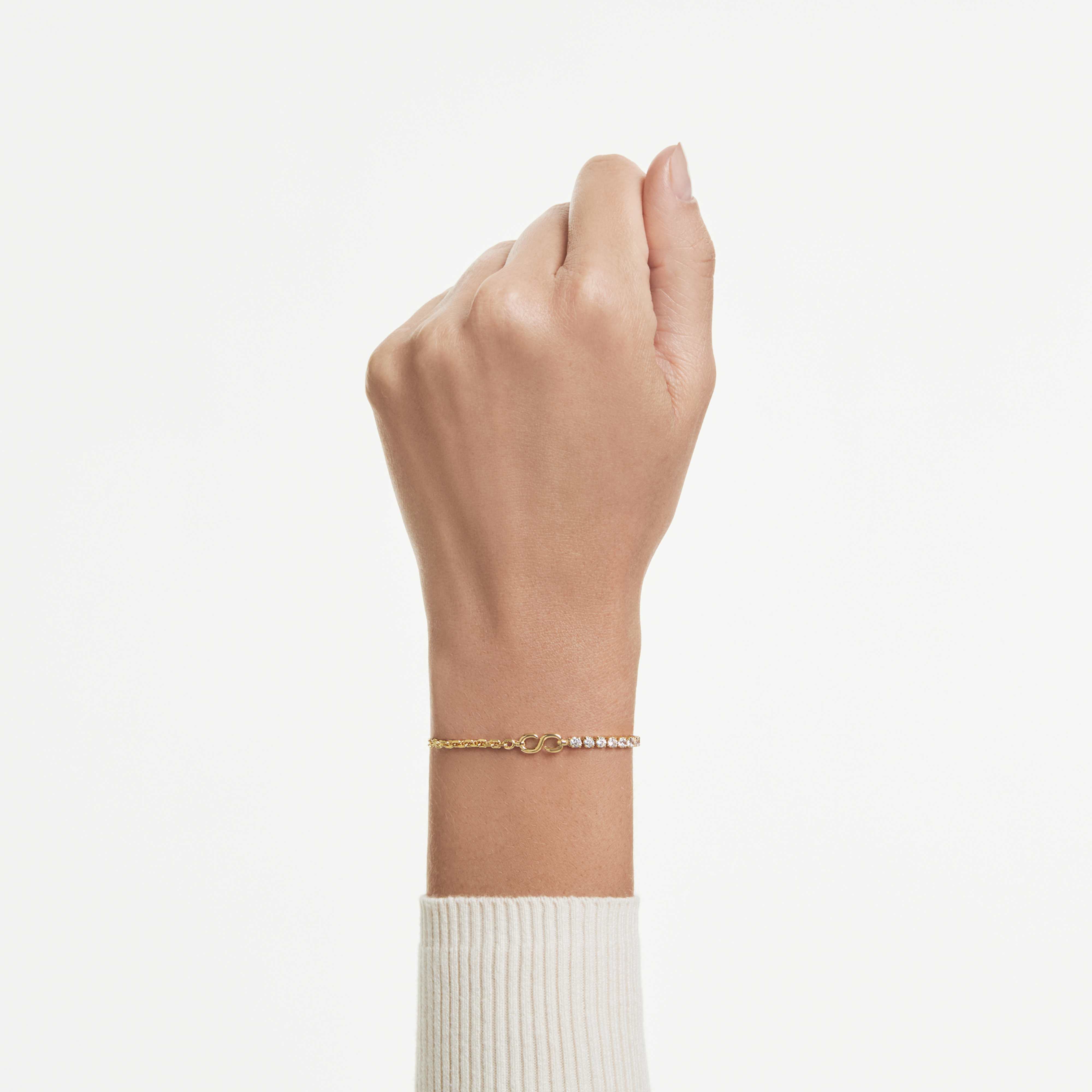 Bracelet Swarovski - Matrix Tennis - Chaîne - Blanc & Doré vue 4