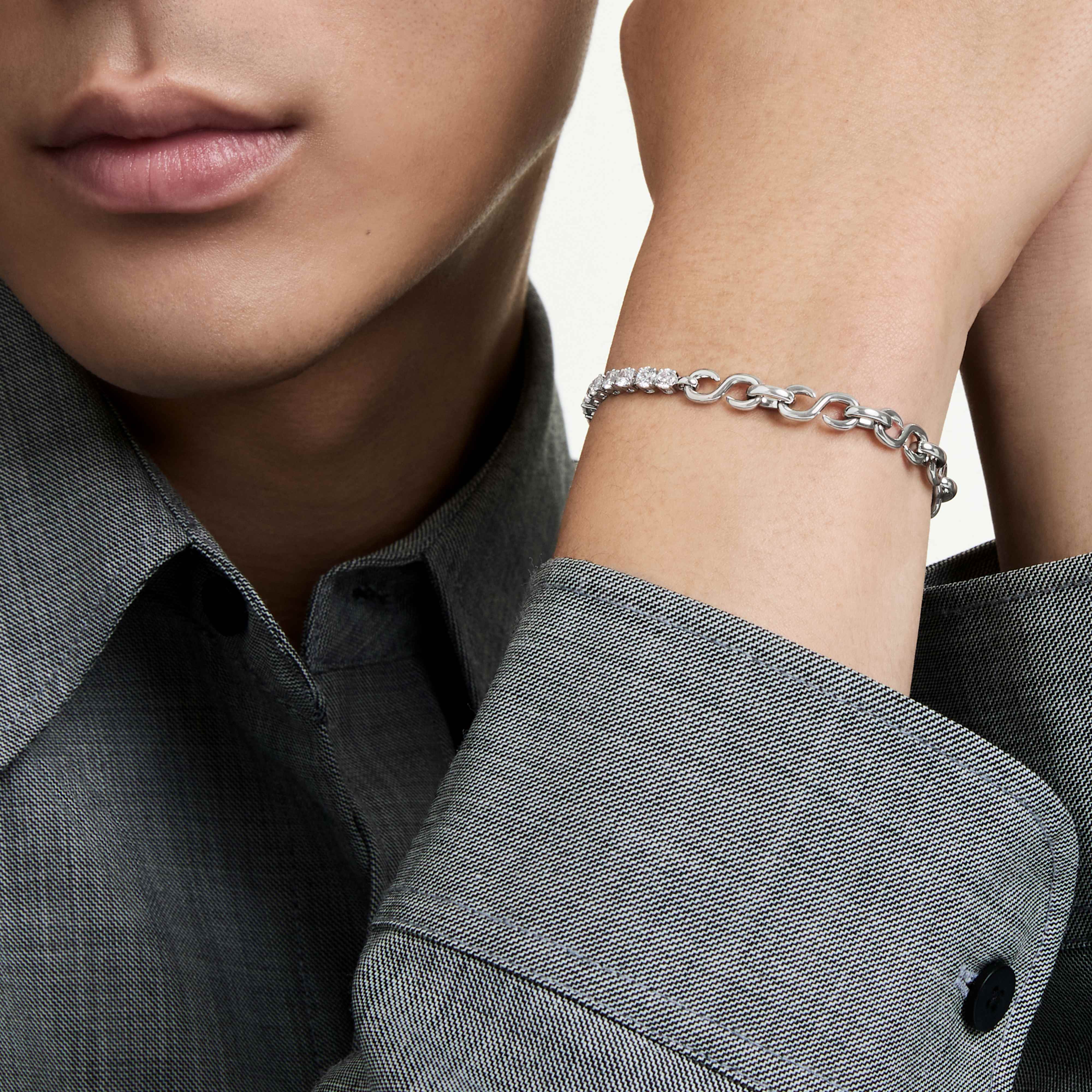 Bracelet Swarovski - Matrix Tennis - Chaîne - Blanc & Argenté vue 3