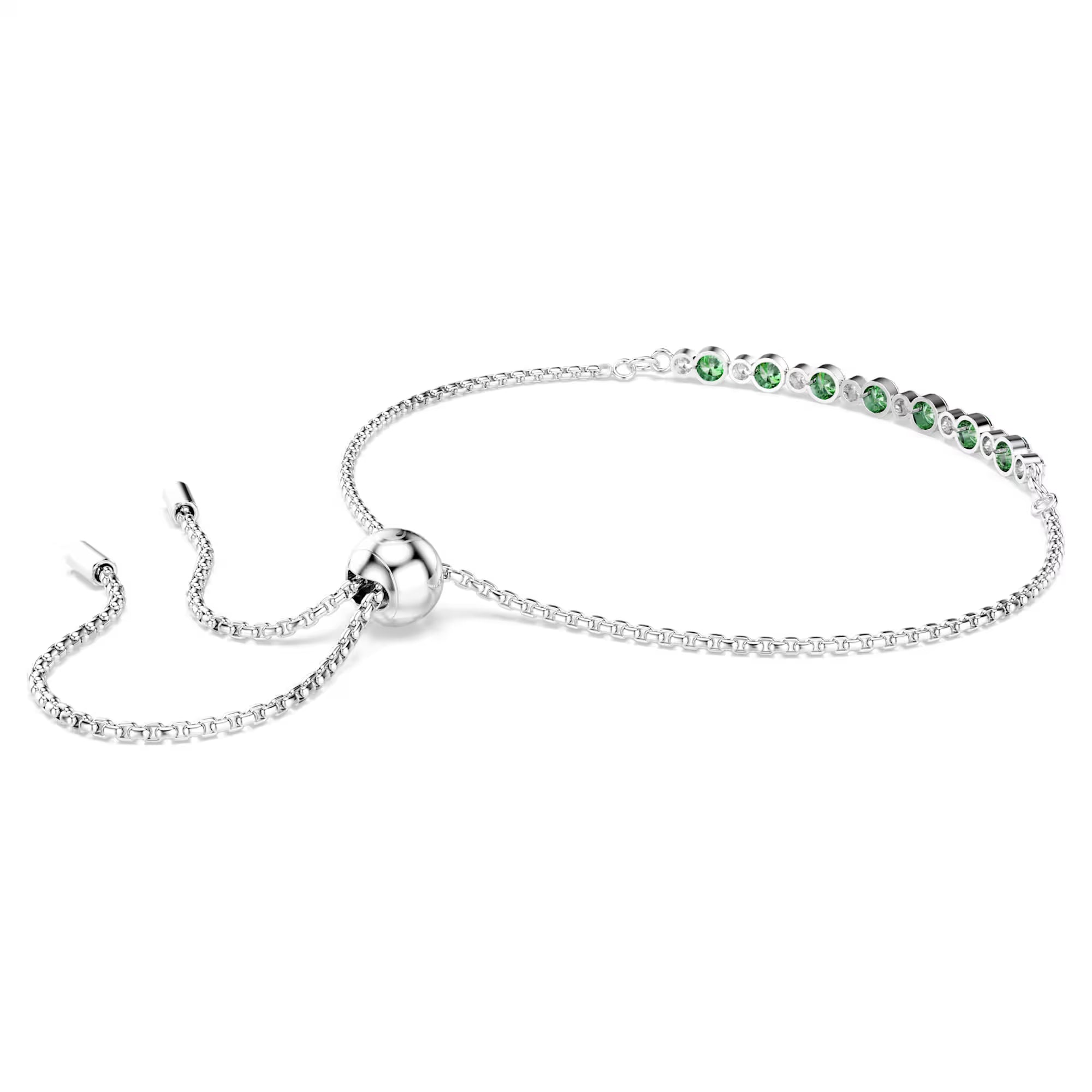 Swarovski Bileklik - Matrix Tennis - Yeşil & Gümüş
