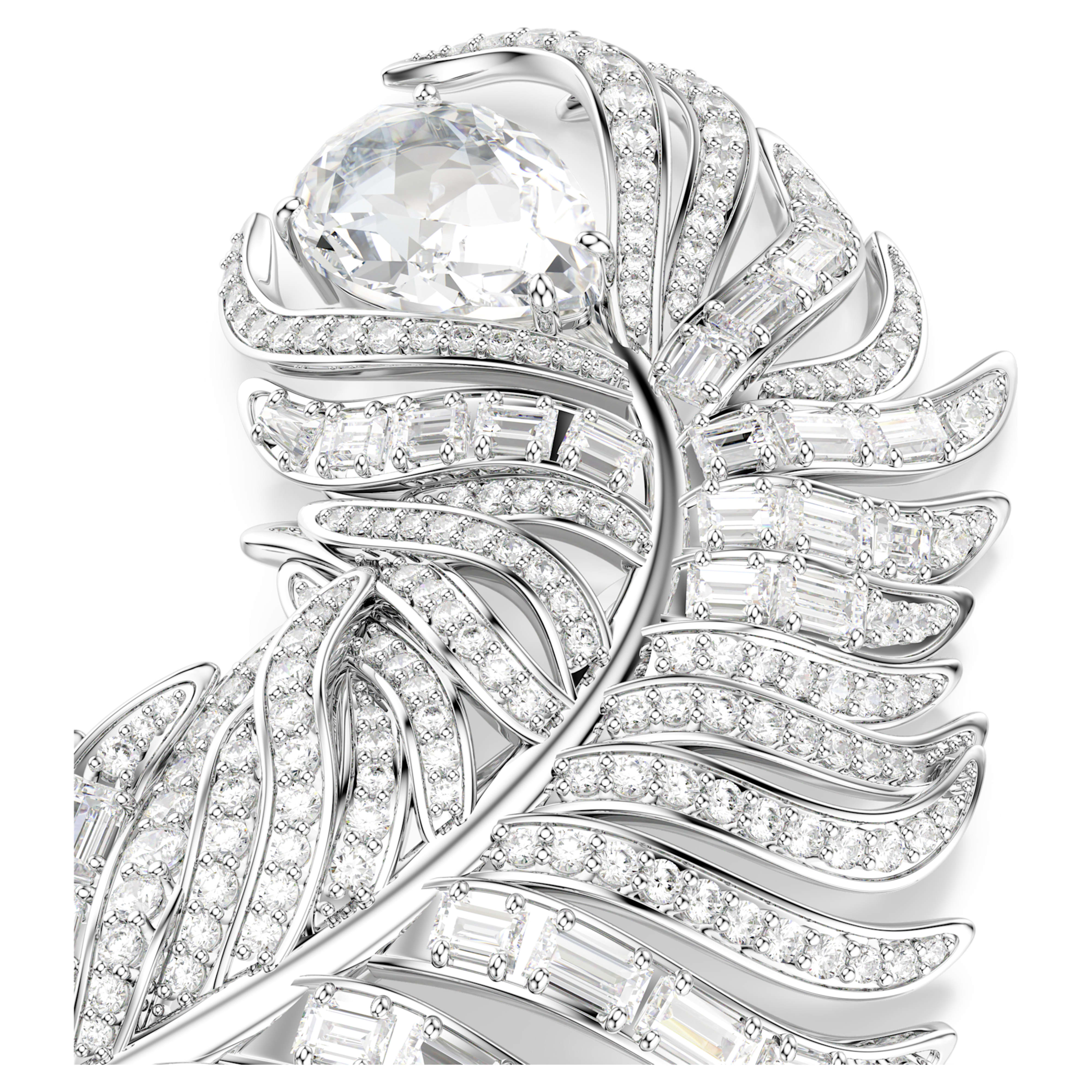 Broche Swarovski - Vienna Feather - Blanc & Argenté vue 5