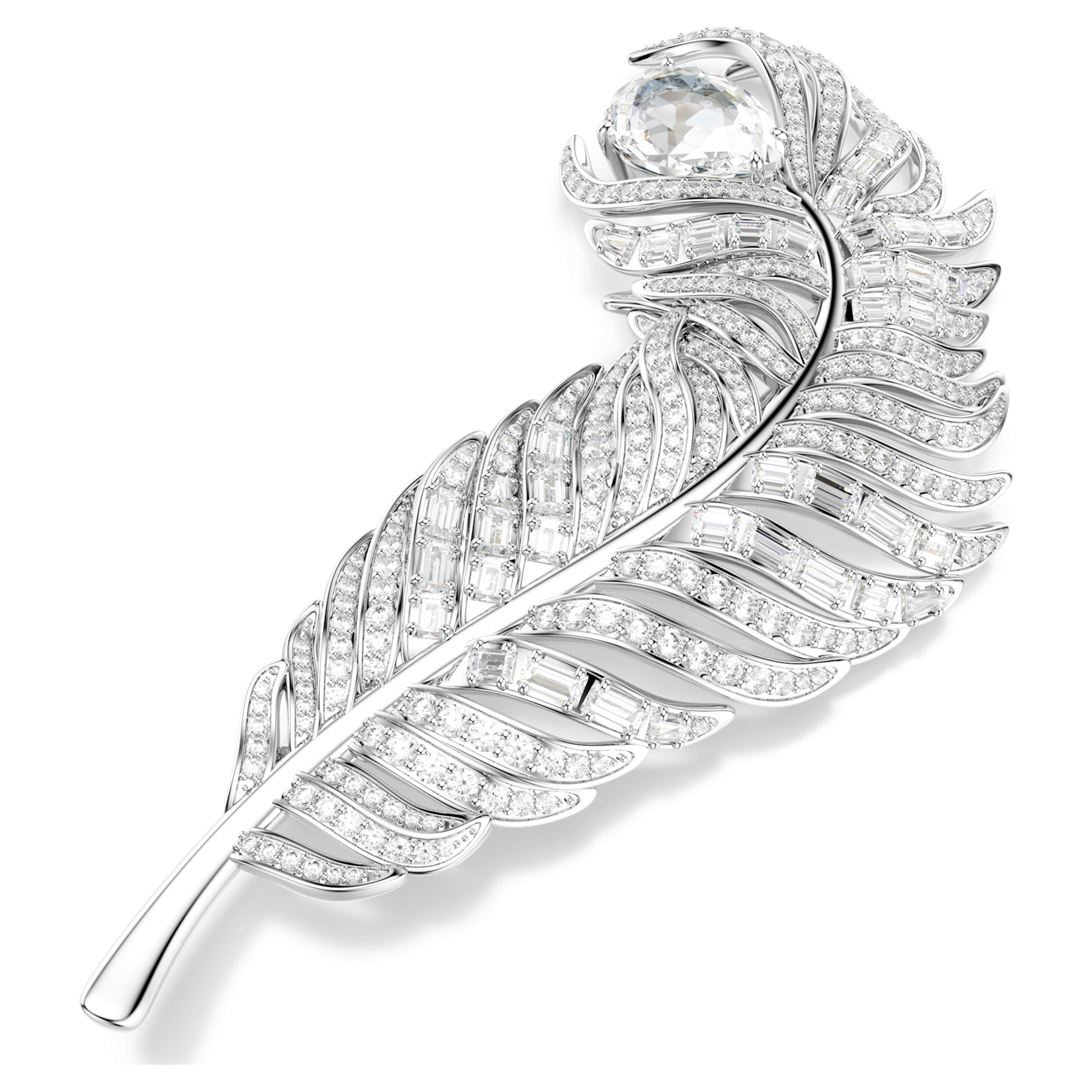 Broche Swarovski - Vienna Feather - Blanc & Argenté vue 3