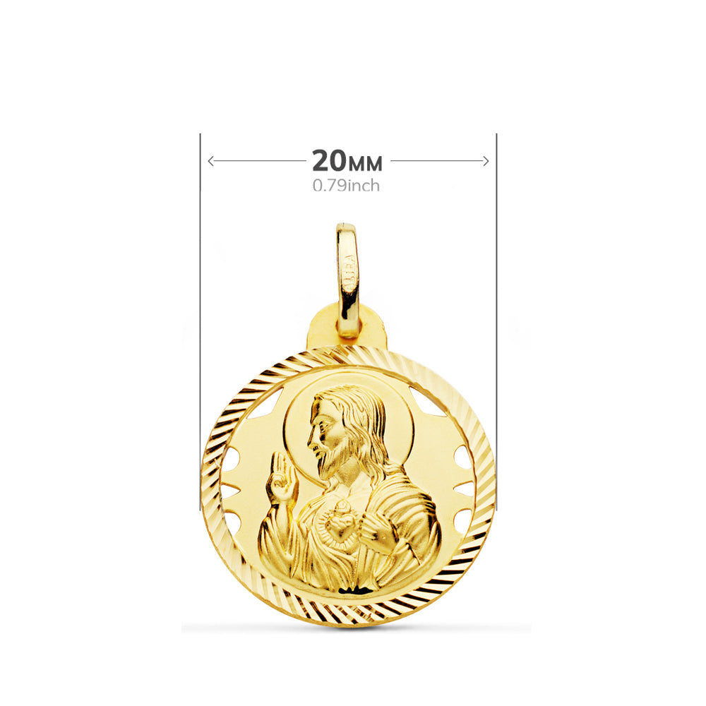 Hélice Carmen Vierge Opelée Scapular Or Jaune 18K et Coeur 20 mm