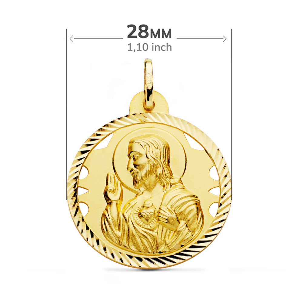 9K Scapular Our Lady of Mount Carmel and Heart of Jesus. 28mm