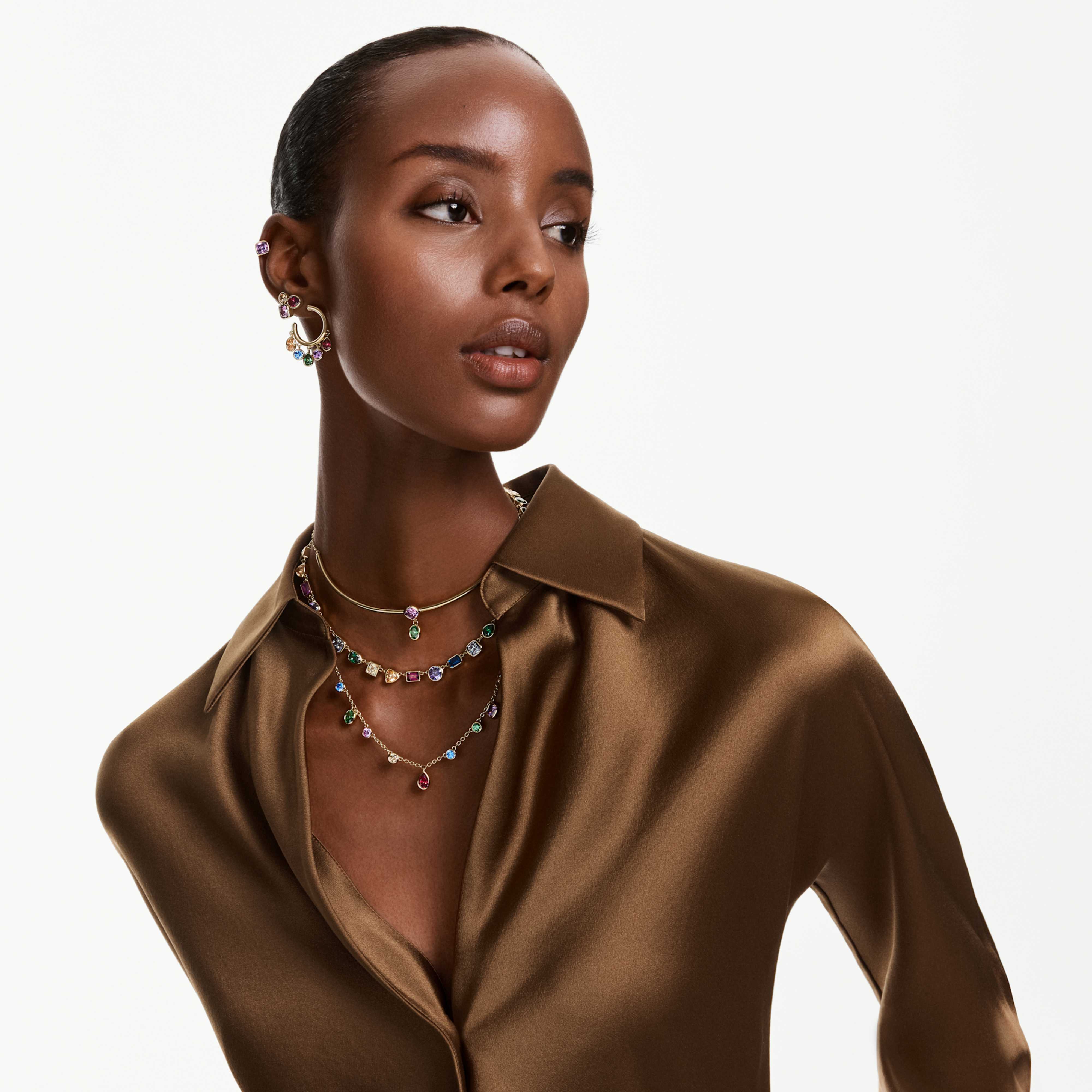 Σκουλαρίκια Swarovski - Imber Organic - Καρφιά - Πολύχρωμα & Χρυσά σε μανεκέν