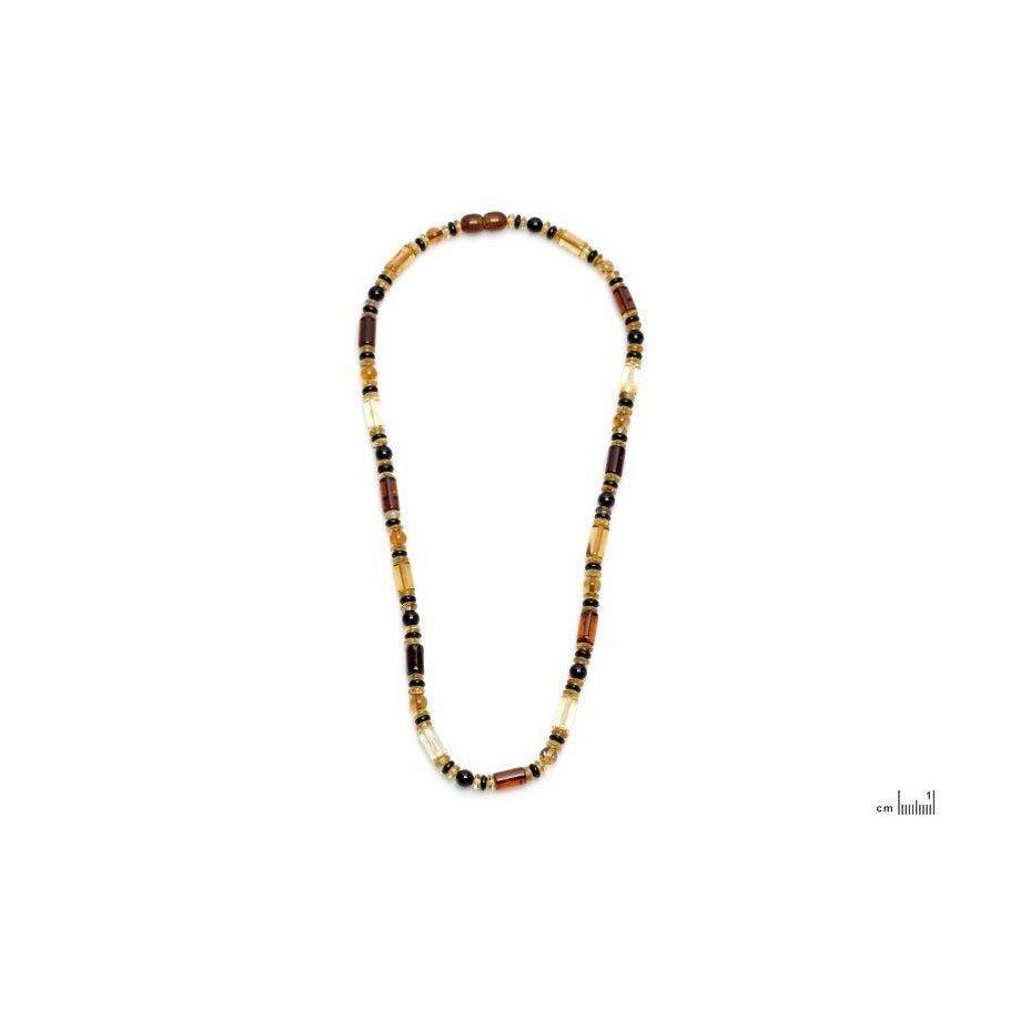 Collier homme ambre multicolore cylindrique 48 cm en ambre naturel – vue 2