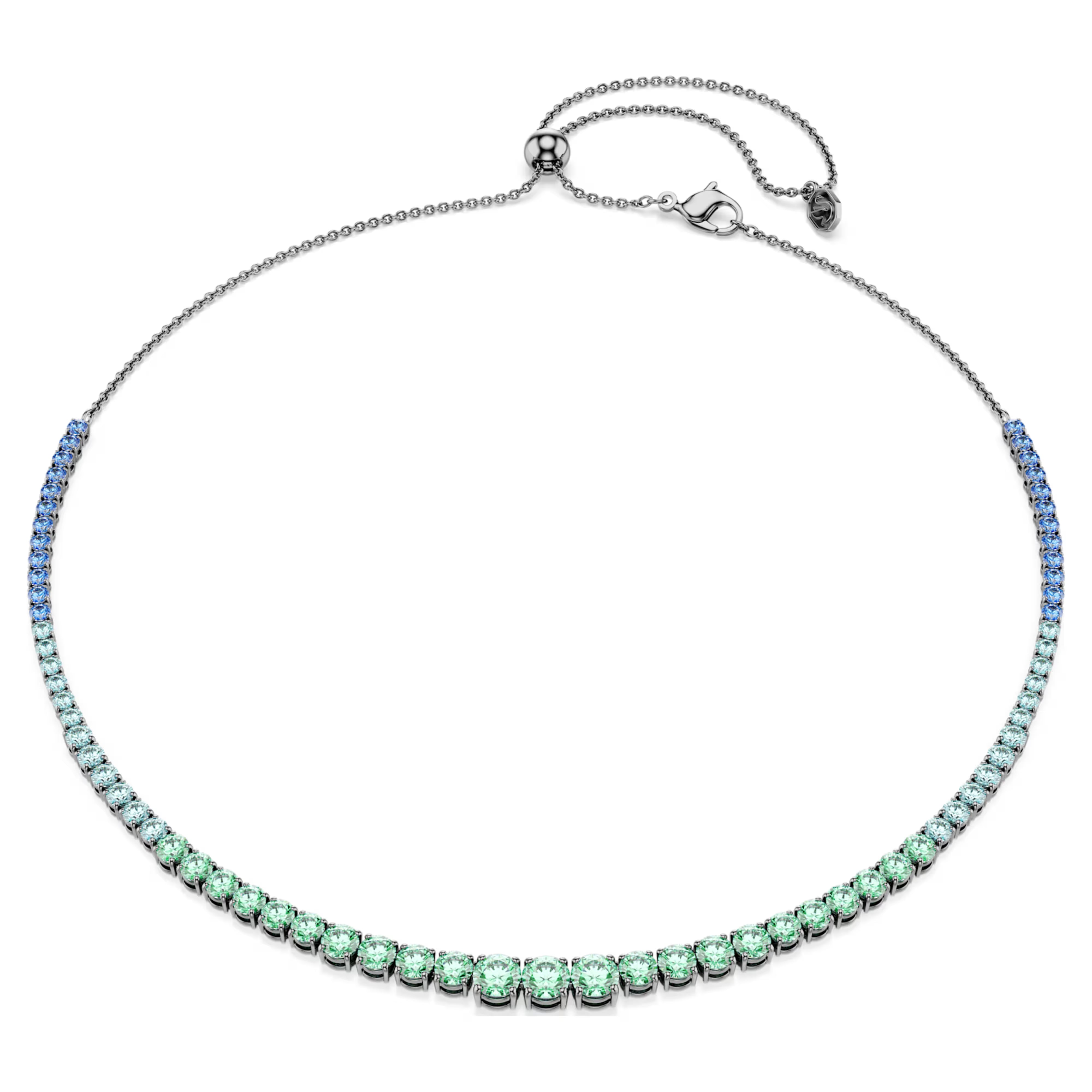 Matrix necklace, Gradient of round sizes, Multicolor, Rhutinized metal