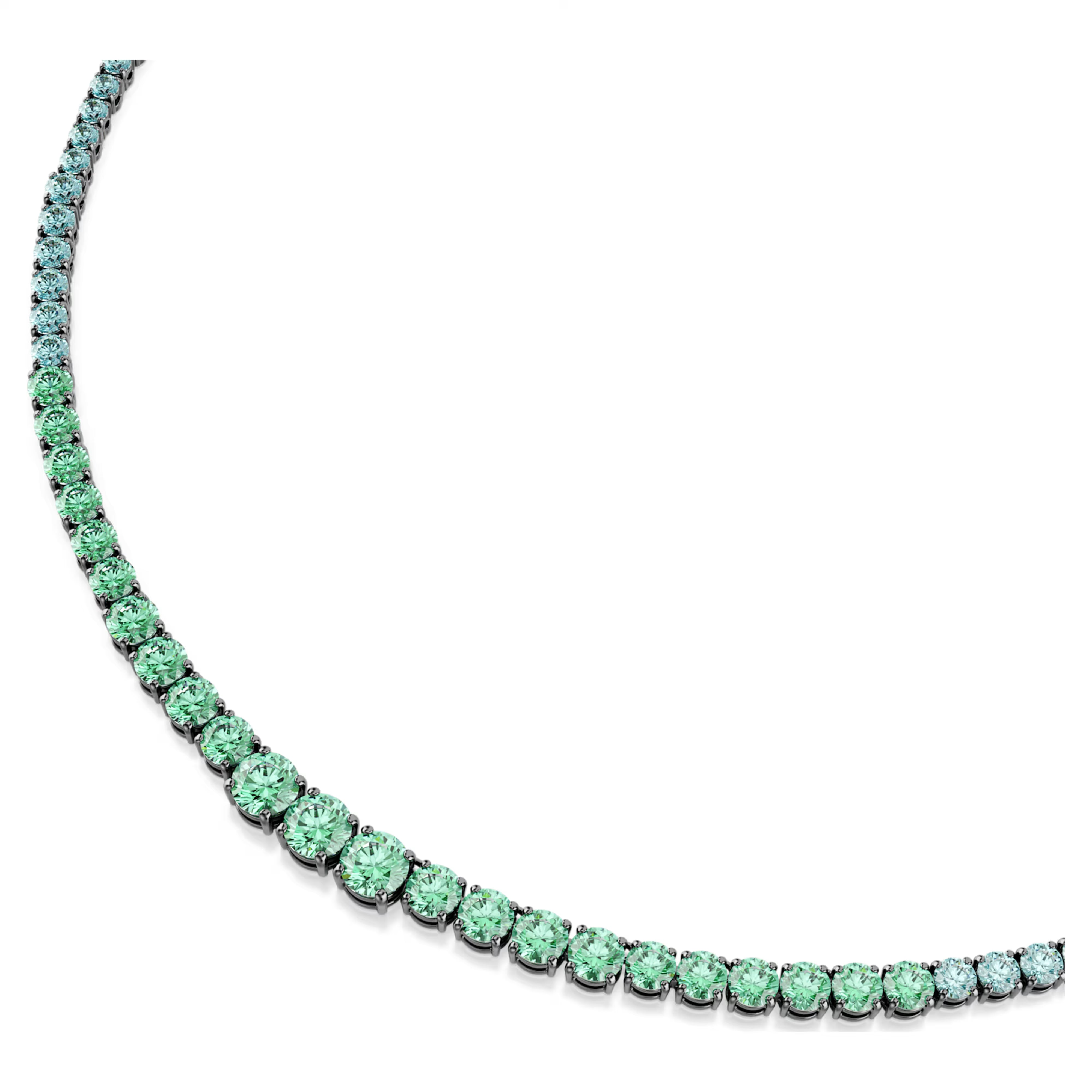 Matrix necklace, Gradient of round sizes, Multicolor, Rhodium plated metal view 4