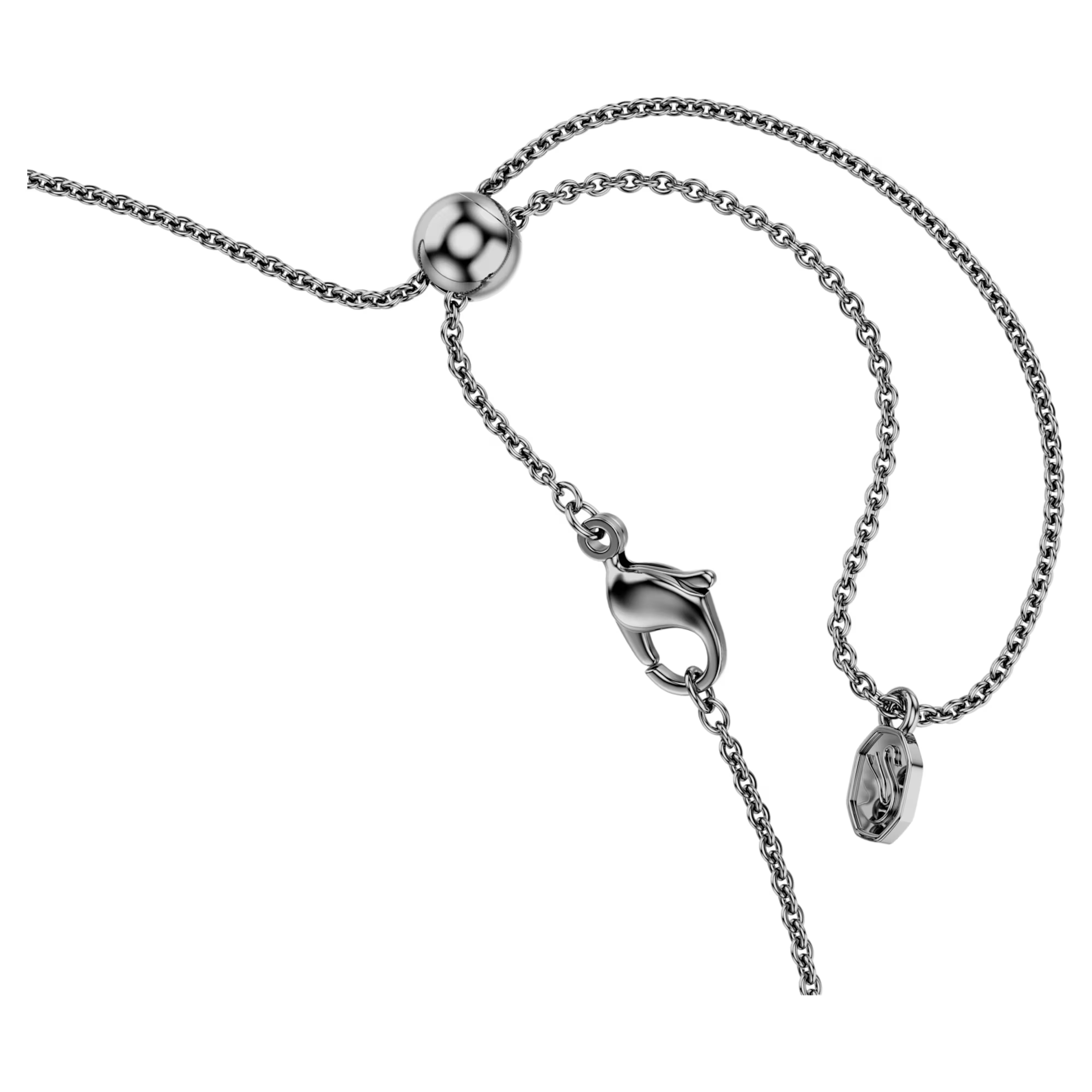 Matrix necklace, Gradient of round sizes, Multicolor, Rhodium plated metal view 3