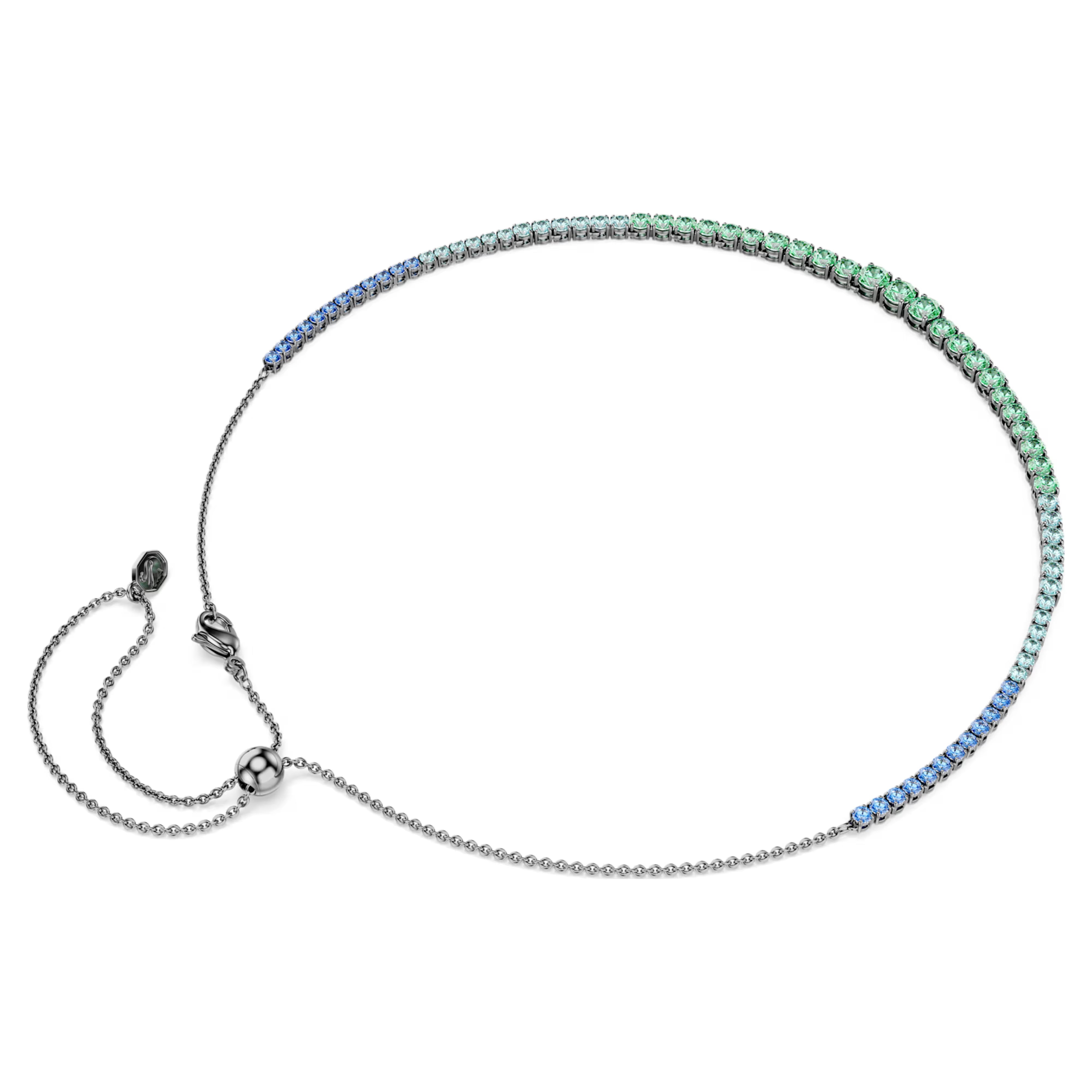 Matrix necklace, Gradient of round sizes, Multicolor, Rhodium plated metal view 2