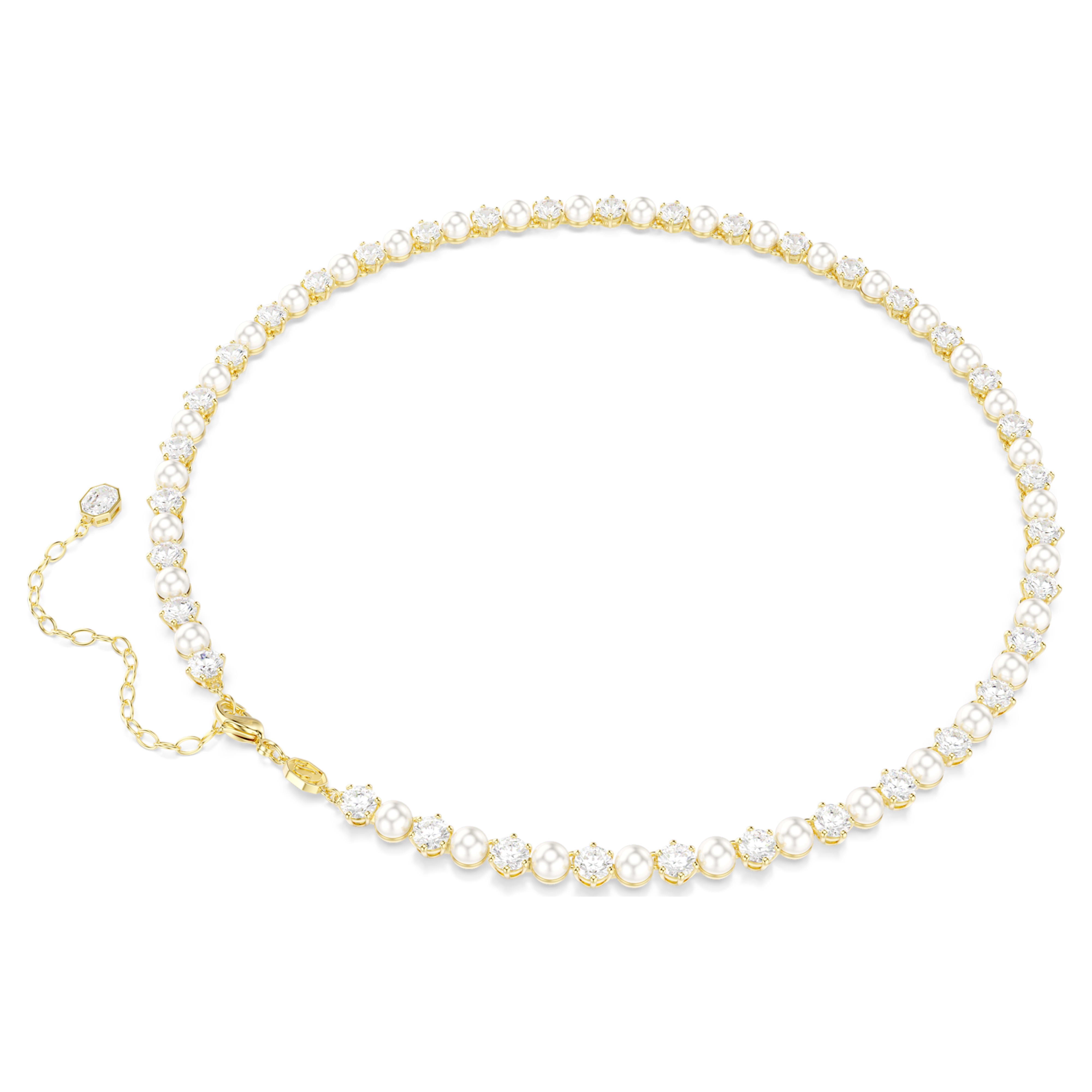Κολιέ Swarovski - Tennis Matrix - Στρογγυλό μέγεθος - Άσπρη & χρυσή όψη 5