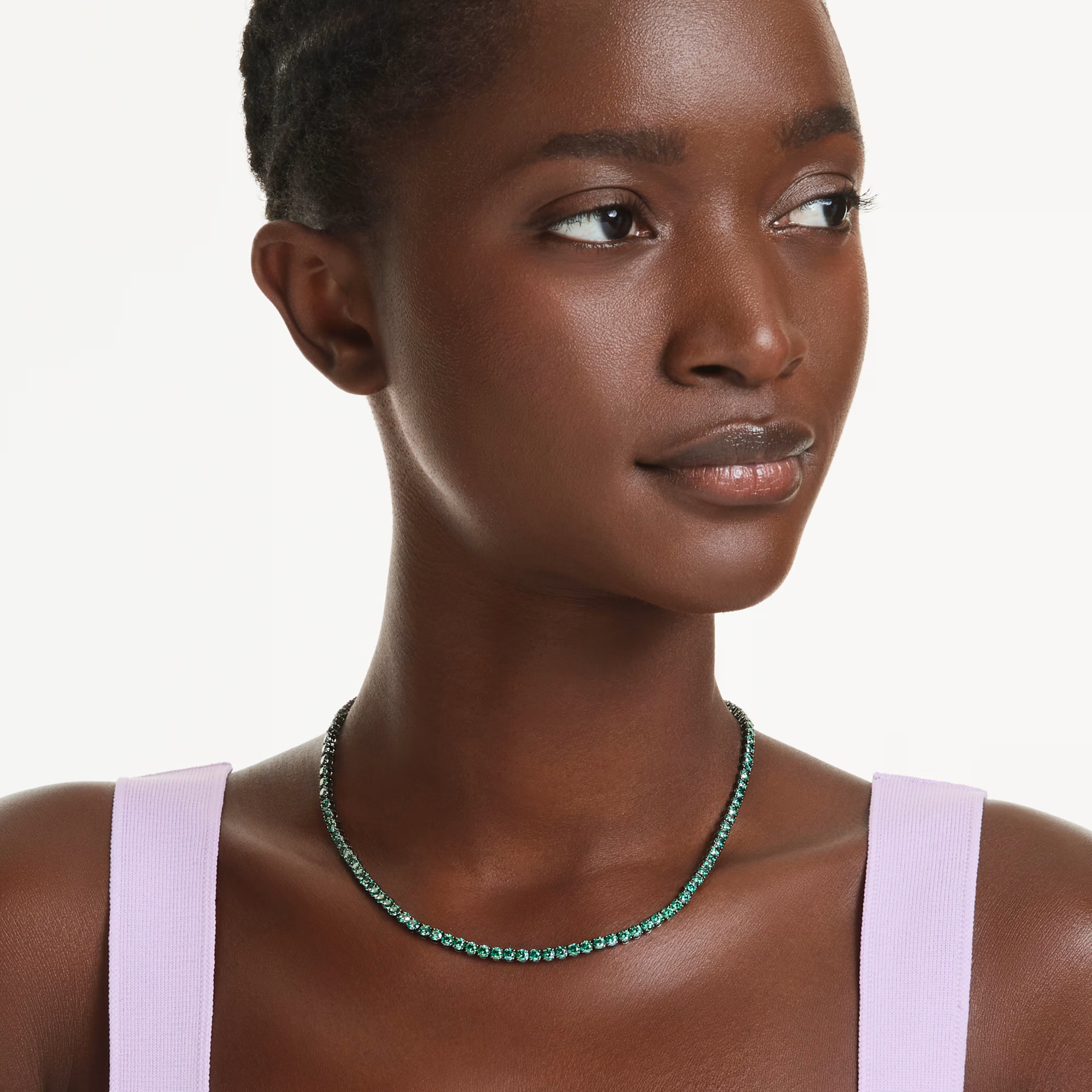 Collier Tennis Matrix Rond Vert Rhuténié – Swarovski vue 5