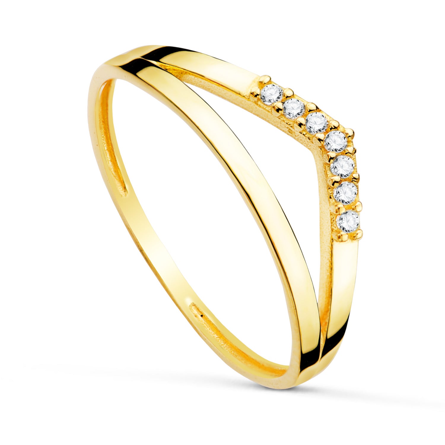 18K Gul Guld Ring Sæt med Zirconium Bredde: 7 mm