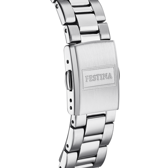 Dameshorloge Festina KLASSIEKERS F16375/9 – zilveren wijzerplaat stalen band – achteraanzicht