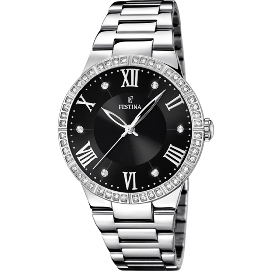 Dameshorloge Festina BOYFRIEND F16719/2 – stalen band met zwarte wijzerplaat – vooraanzicht