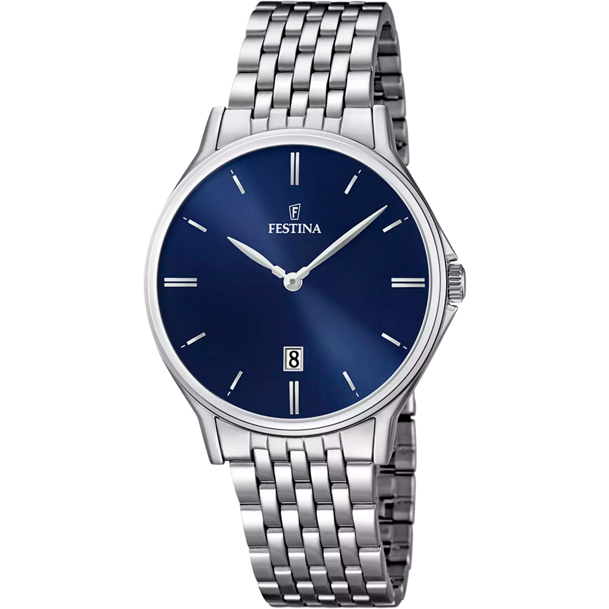 Montre homme Festina CLASSICS F16744/3 – cadran bleu foncé bracelet acier – vue de face