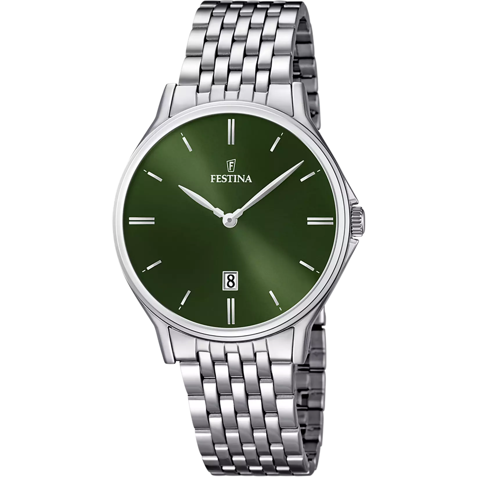 Montre homme Festina CLASSICS F16744/5 – cadran vert bracelet acier – vue de face