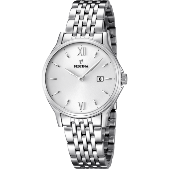 Damklocka Festina CLASSICS F16748/2 – vitt stålarmband – framifrån