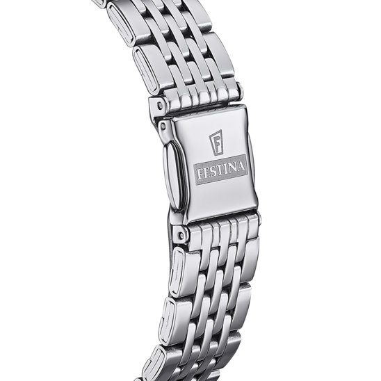 Damklocka Festina CLASSICS F16748/2 – vit urtavla stålarmband – bakifrån