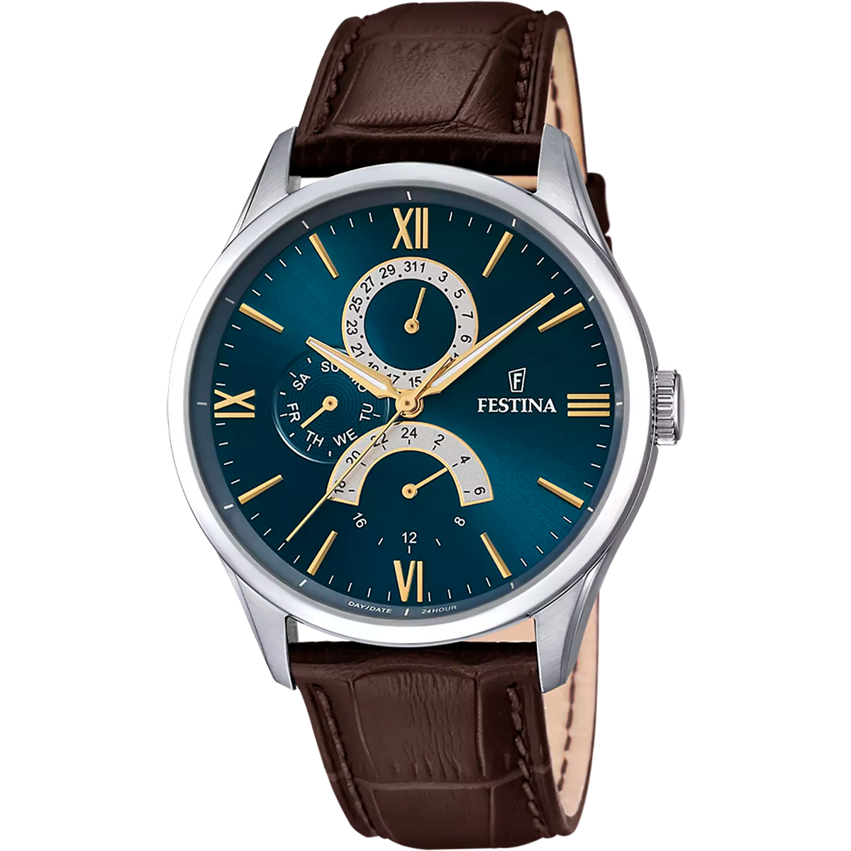 Montre homme Festina MULTIFUNCTION COLLECTION F16823/A – cadran bleu bracelet cuir – vue de face