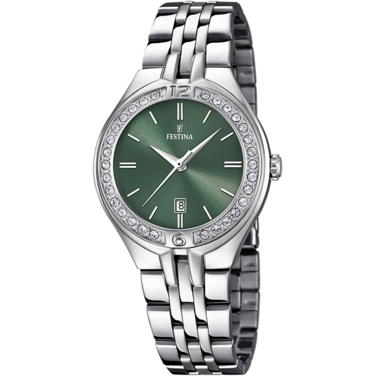 Montre femme Festina MADEMOISELLE F16867/7 – cadran vert bracelet acier – vue de face