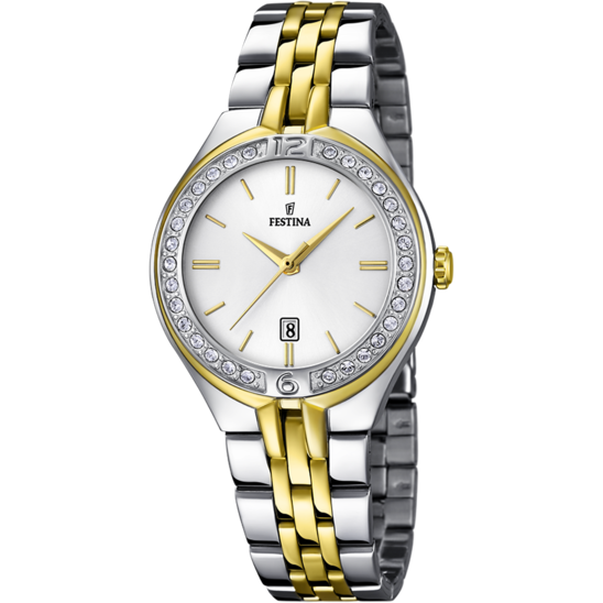 Montre femme Festina MADEMOISELLE F16868/1 – cadran blanc bracelet acier – vue de face