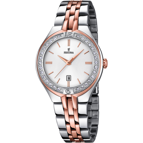Montre femme Festina MADEMOISELLE F16868/2 – cadran argenté bracelet acier – vue de face