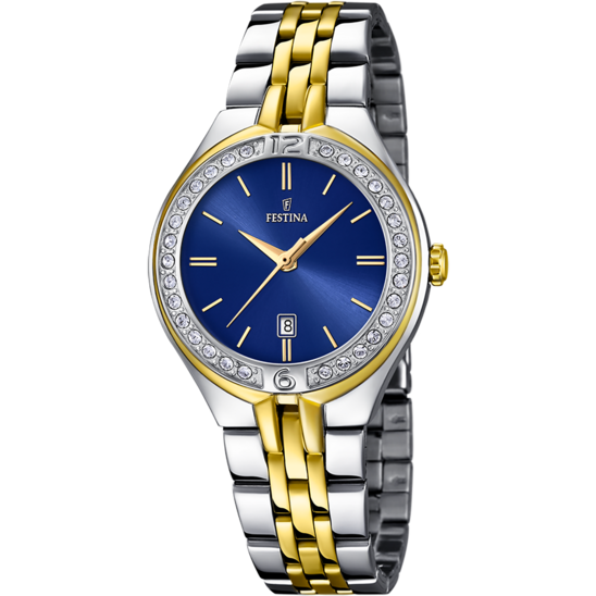Montre femme Festina MADEMOISELLE F16868/3 – cadran bleu bracelet acier – vue de face