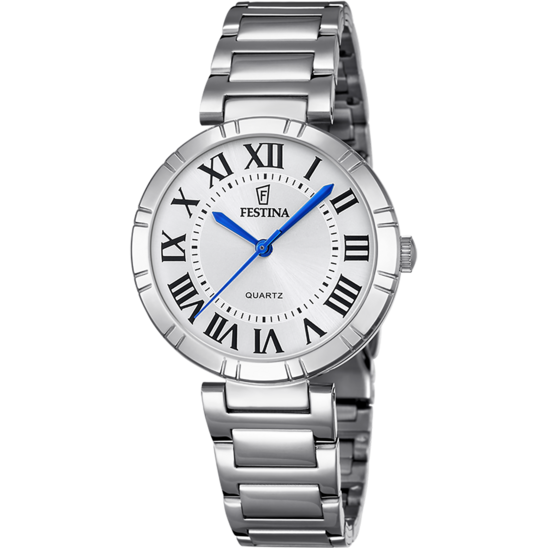 Montre femme Festina MADEMOISELLE F16936/3 – cadran blanc bracelet acier – vue de face