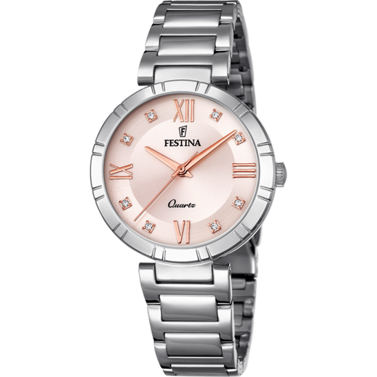 Montre femme Festina MADEMOISELLE F16936/C – cadran rosé bracelet acier – vue de face