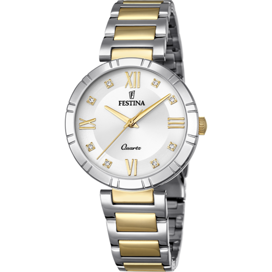 Montre femme Festina MADEMOISELLE F16937/A – cadran argenté bracelet acier – vue de face