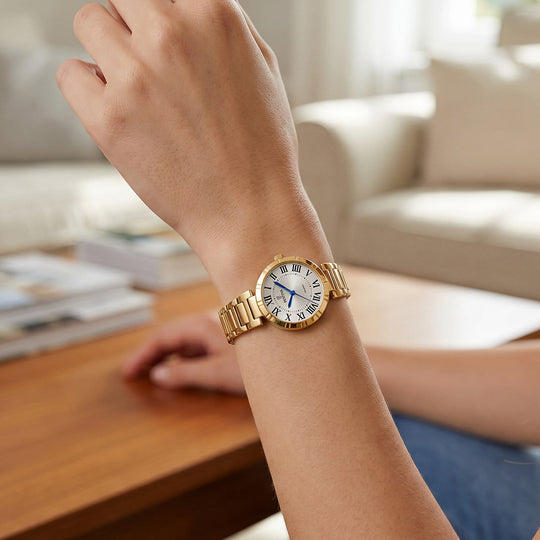 Montre femme Festina MADEMOISELLE F16938/3 – cadran gris bracelet acier doré – portée