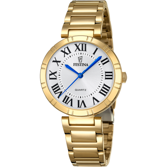 Montre femme Festina MADEMOISELLE F16938/3 – cadran gris bracelet acier doré – vue de face