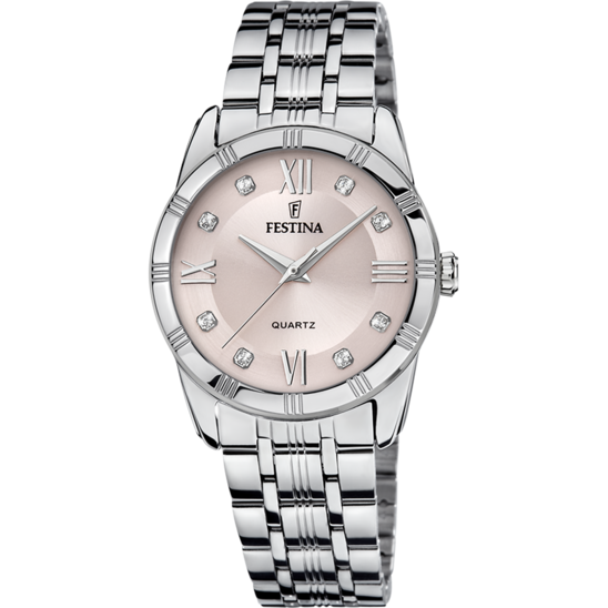 Montre femme Festina MADEMOISELLE F16940/C – cadran rose bracelet acier – vue de face