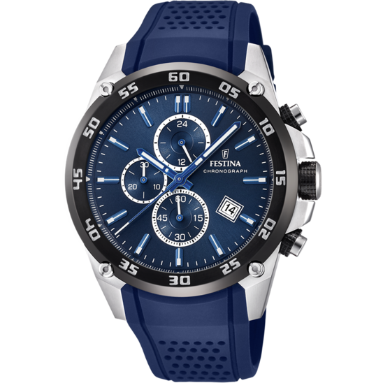 Montre homme Festina THE ORIGINALS F20330/2 – cadran bleu bracelet caoutchouc – vue de face