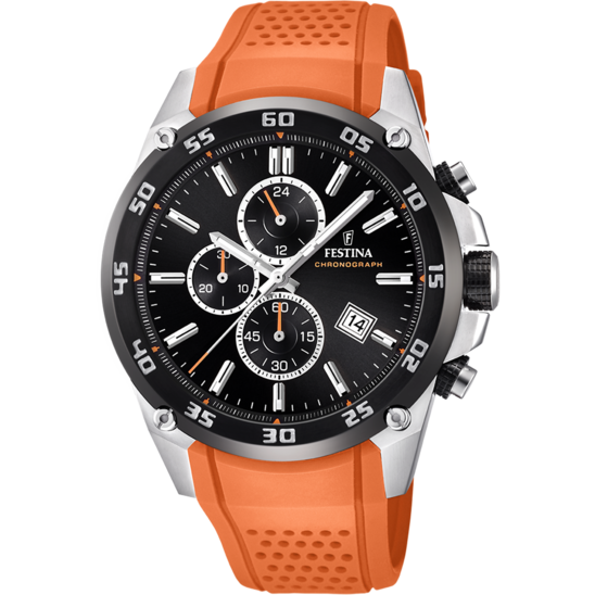 Montre homme Festina THE ORIGINALS F20330/4 – cadran noir bracelet caoutchouc – vue de face
