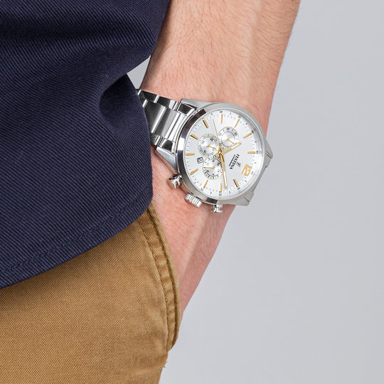 Herreur Festina TIDLØS KRONOGRAF F20343/1 – urskive sølv stål armbånd – omfang