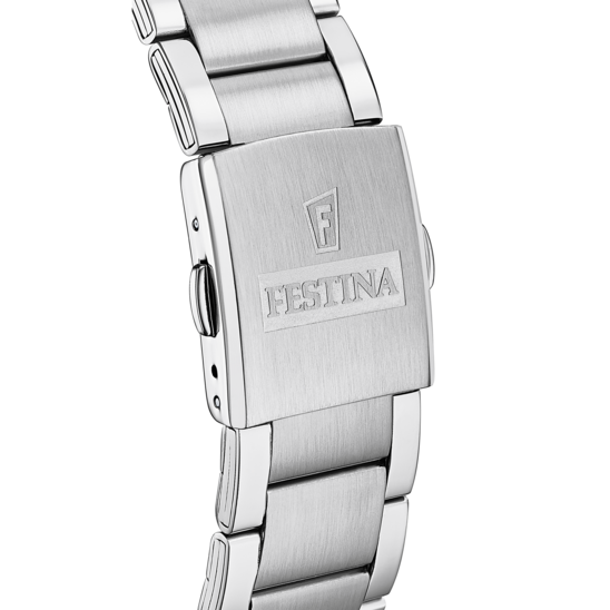 Heren horloge Festina TIJDLOZE CHRONOGRAAF F20343/1 – stalen band met zilveren wijzerplaat – achteraanzicht