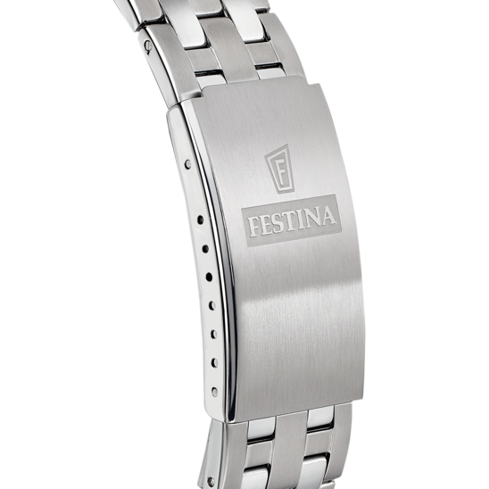 Heren horloge Festina KLASSIEKERS F20357/5 – stalen band met groene wijzerplaat – achteraanzicht