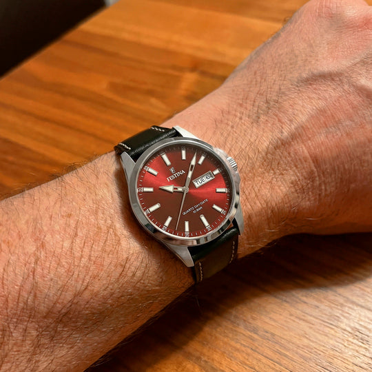 Heren horloge Festina CLASSICS F20358/G – leren band – gedragen