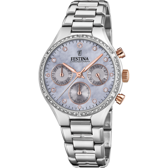 Dameshorloge Festina BOYFRIEND F20401/3 – stalen band met parelmoer lila wijzerplaat – vooraanzicht