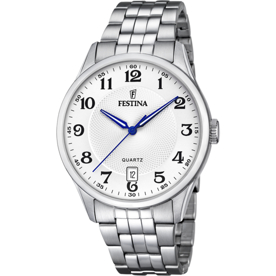 Herrklocka Festina CLASSICS F20425/1 – vitt stålarmband – framifrån