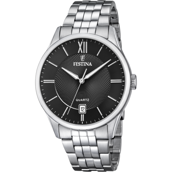 Herrklocka Festina CLASSICS F20425/3 – svart stålarmband med urtavla – framifrån
