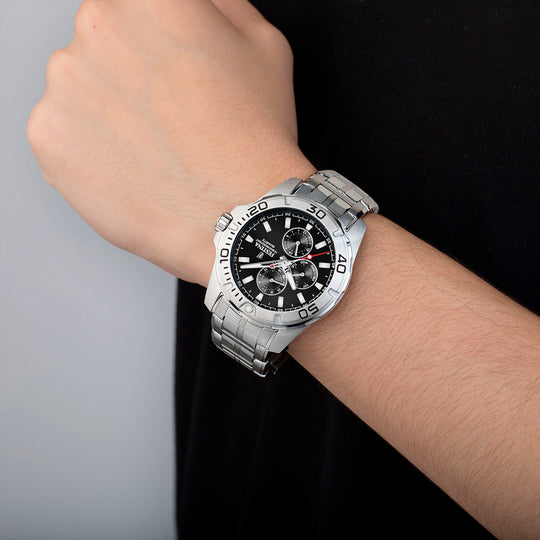 Montre homme Festina MULTIFUNCTION F20445/3 – cadran noir bracelet acier – portée