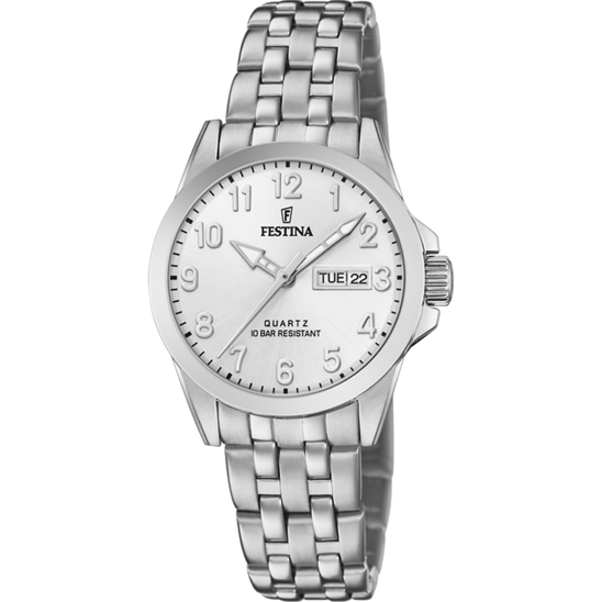 Montre femme Festina CLASSICS F20455/1 – cadran argenté bracelet acier – vue de face